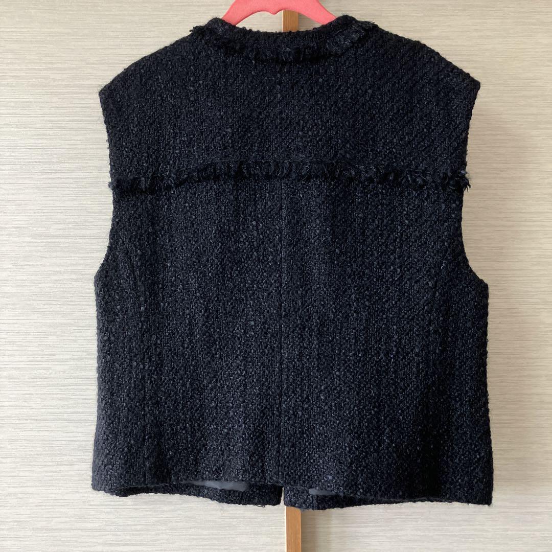 美品！2023AW グリーンレーベル ジレ ベスト ツイード ネイビー ブラック