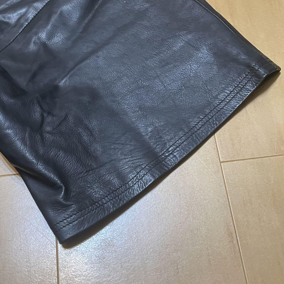 ★極美★jipijapa レザー メッシュ ハーフパンツ 牛革 ライダーズ 黒
