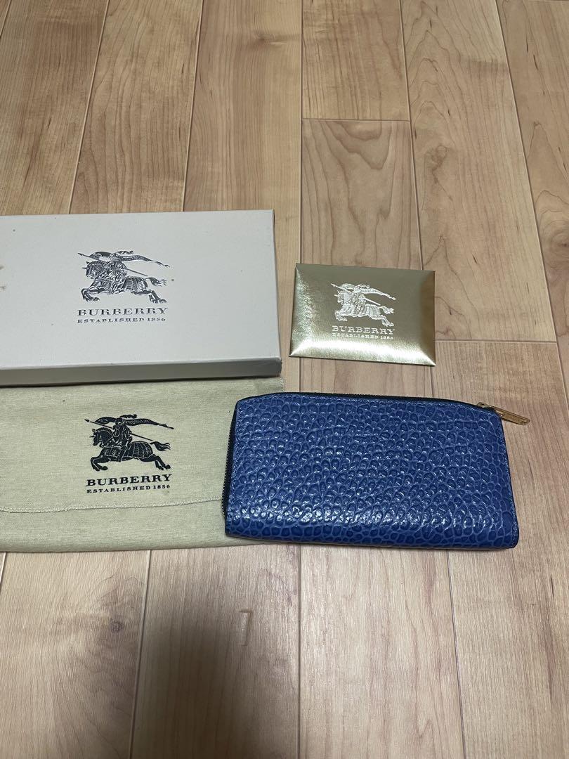 BURBERRY ブルー レザー 長財布