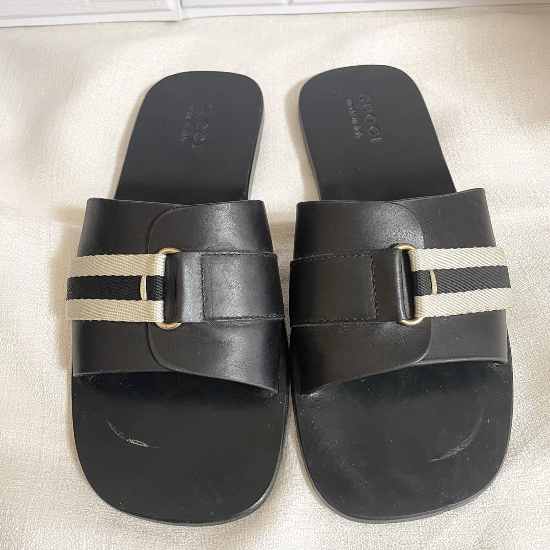 GUCCI レザー　サンダル　メンズ　ブラック　27.5cm 送料無料