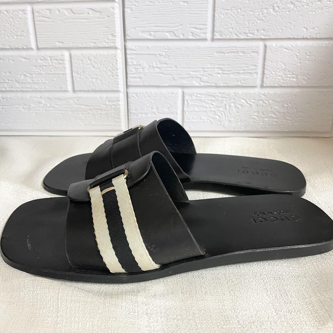 GUCCI レザー　サンダル　メンズ　ブラック　27.5cm 送料無料