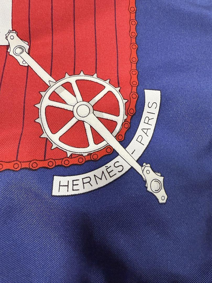 HERMÈS 馬車と自転車のスカーフ HERMES - エルメス スカーフ カレ90 希少 馬車柄 ストール の