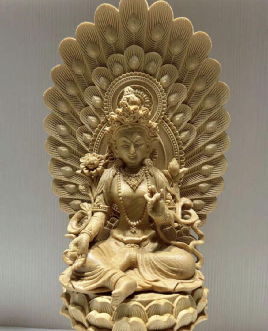 彫刻 チベット密教 観音菩薩 置物 木彫仏像 彫刻工芸品 総檜