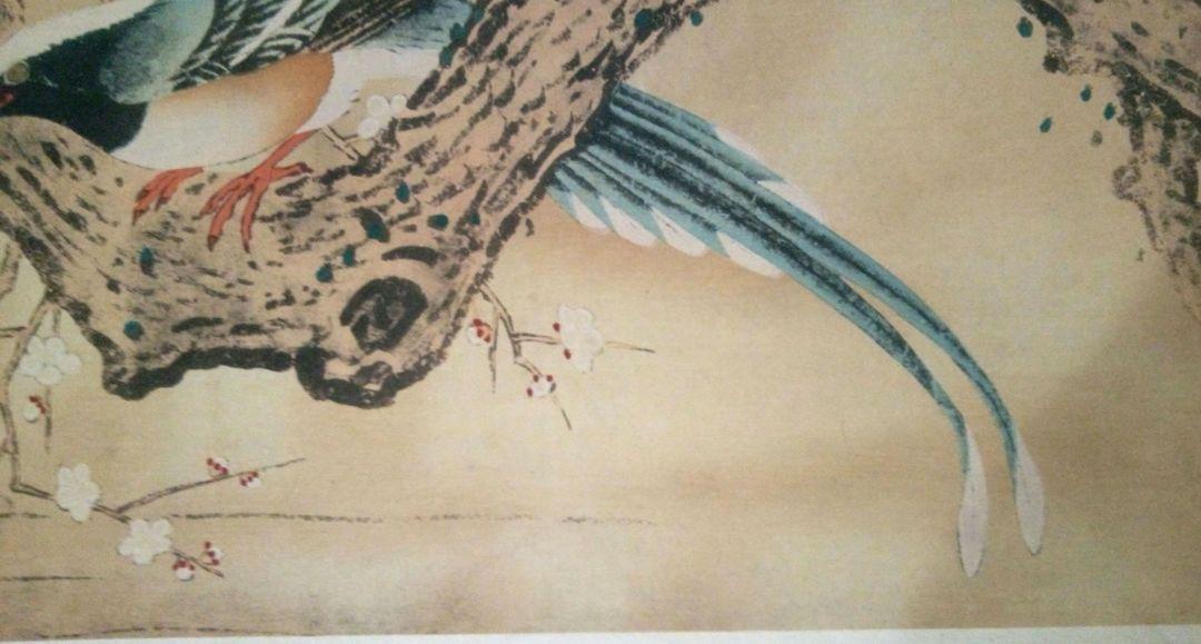 復刻木版画、僧雪舟筆淡彩花鳥之圖、大正14年出版