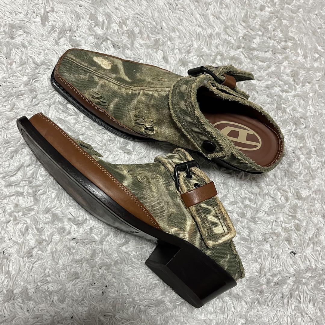 美品✨DIESEL デストロイ　ヒール　シューズ 迷彩　ダメージ加工 27cm