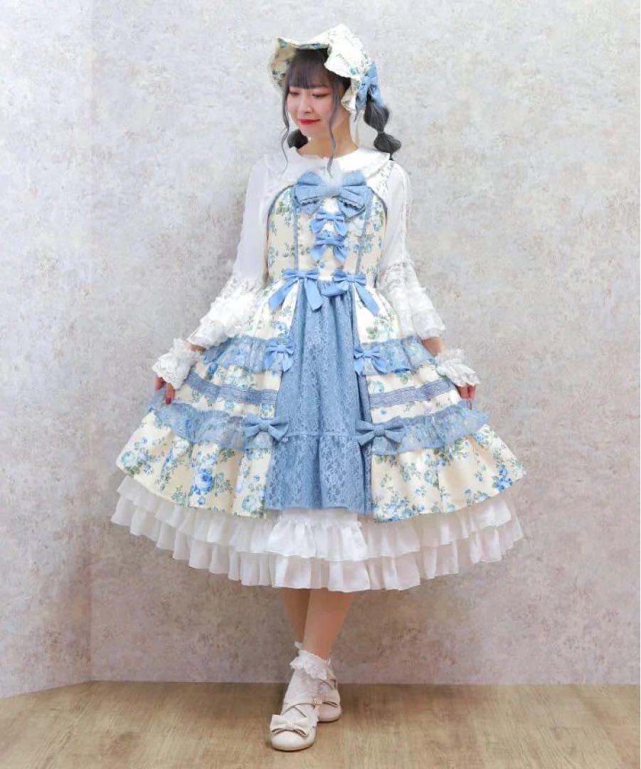 axes femme kawaii アンティークローズ柄ジャンパースカート