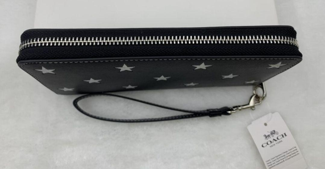 COACH 長財布 ラウンドファスナー 星 ラメ スター CW479 ブラック