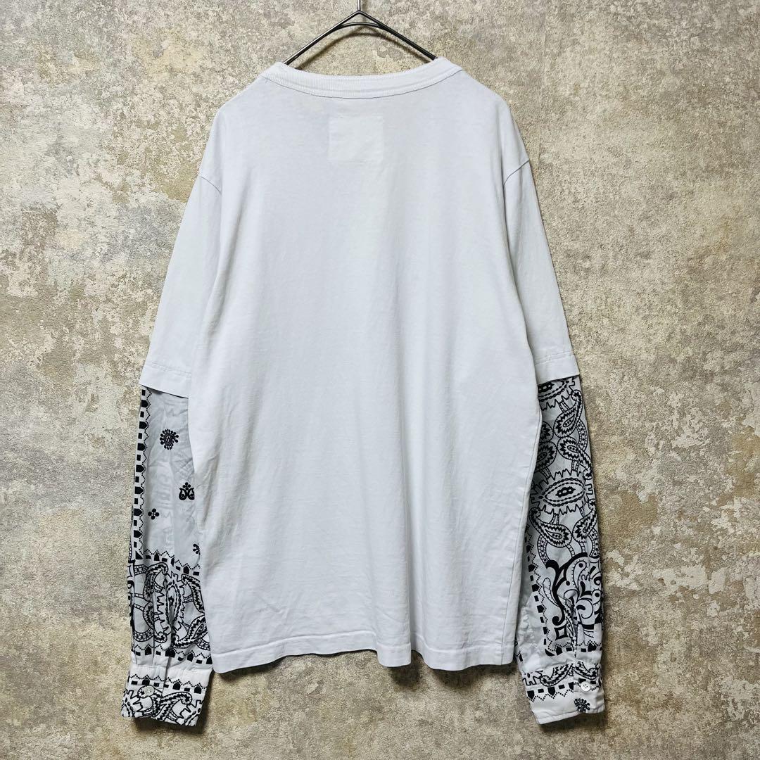 新しいスタイル sacai サカイ シャツ ペイズリー Tシャツ 長袖 重ね着風 トップス