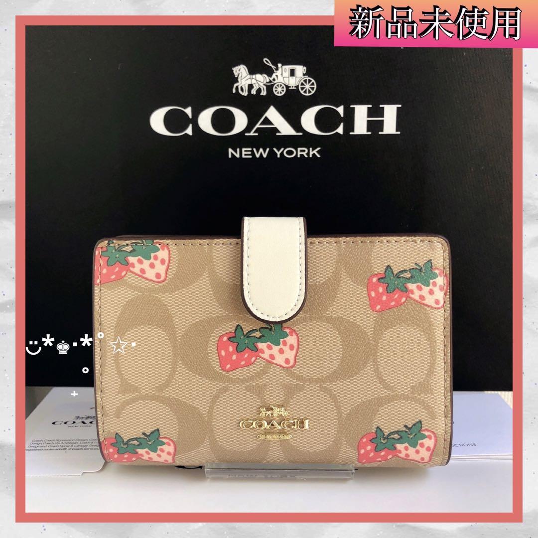 COACH 折財布 91836 いちご ストロベリー 新品 シグネクチャー ②