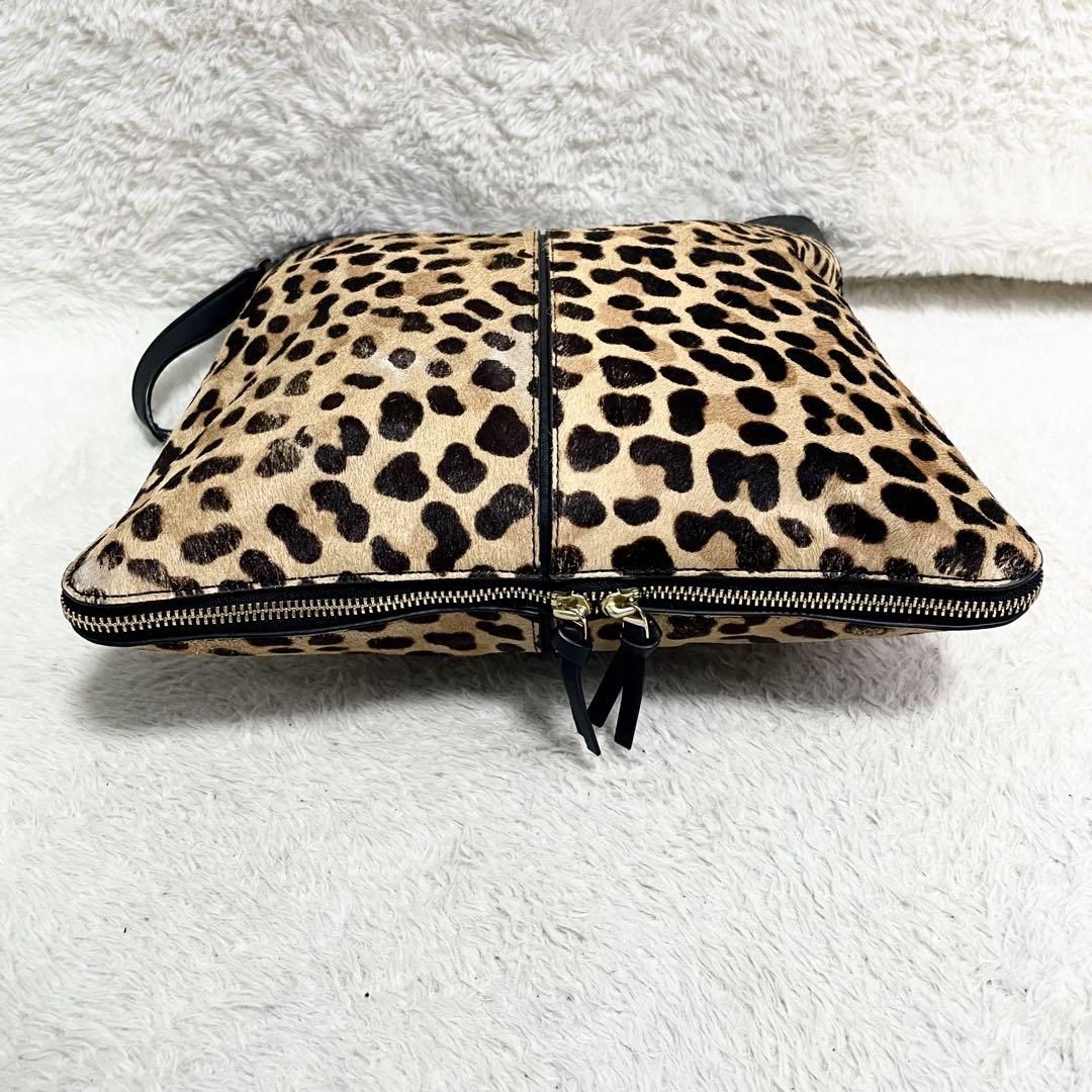 美品 トリーバーチ ショルダーバッグ ハラコ レザー ロゴ金具 肩掛け可 大容量