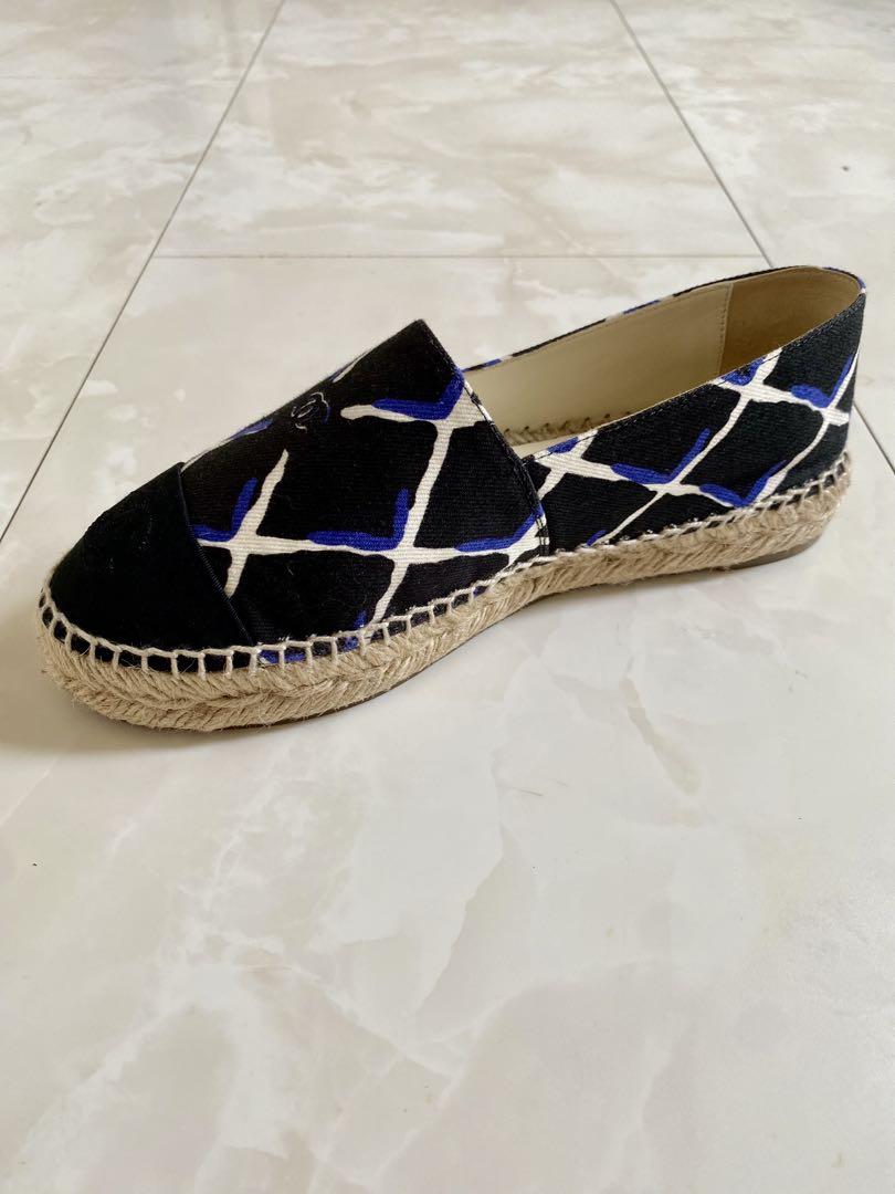 美品 シャネル ココビーチ エスパドリーユ スニーカー 黒 23 CHANEL
