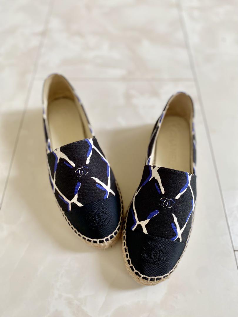 美品 シャネル ココビーチ エスパドリーユ スニーカー 黒 23 CHANEL