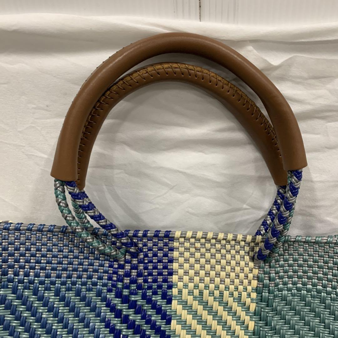 J2252[WOVEN ウーヴン] メキシコ製 バスケットバッグ　ミドルサイズ