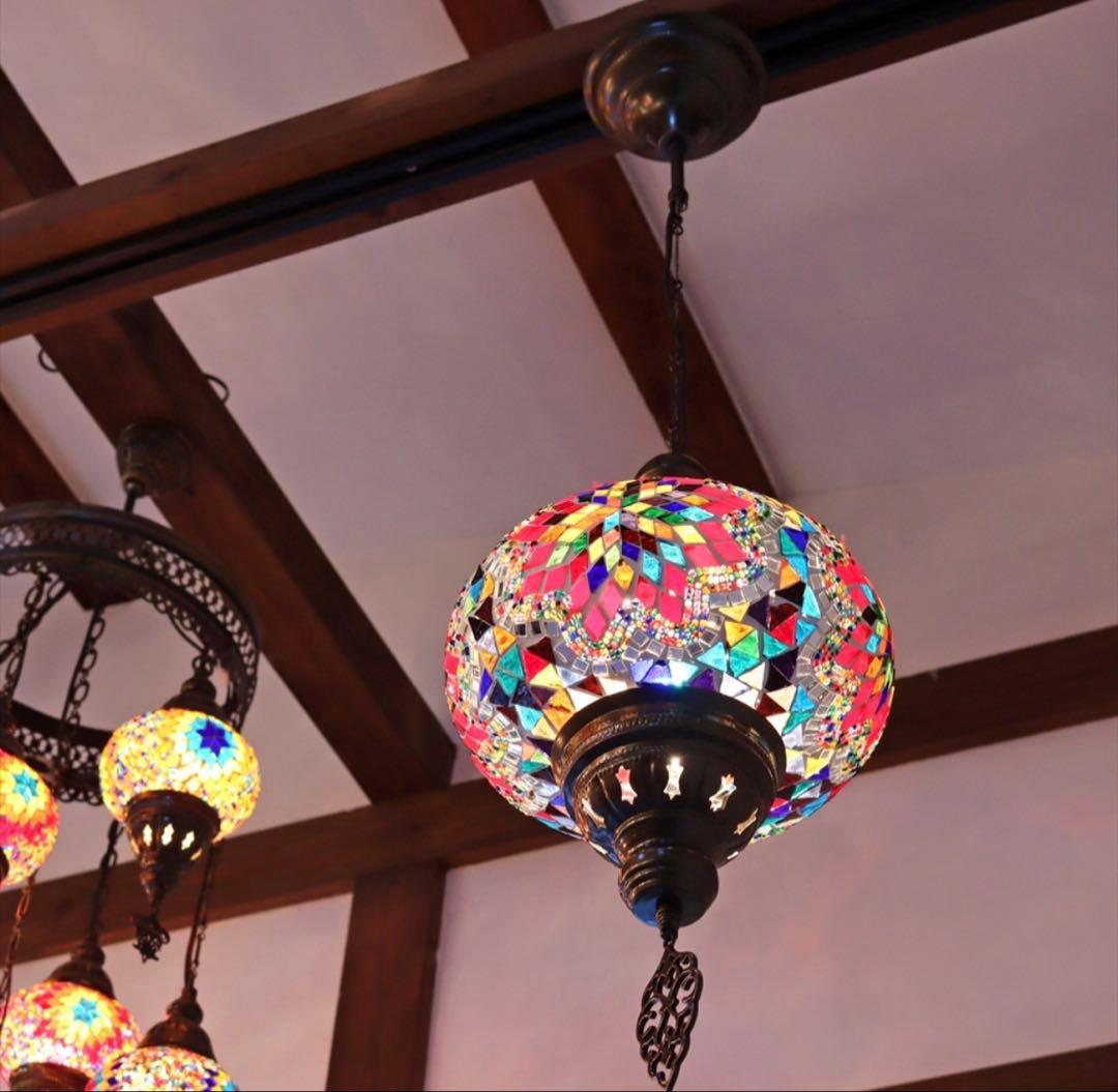 トルコ モザイクペンダントランプ 直径24cm 全高83cm カラフル E17 トルコ モザイクペンダントランプ 直径24cm 全高83cm カラフル E17