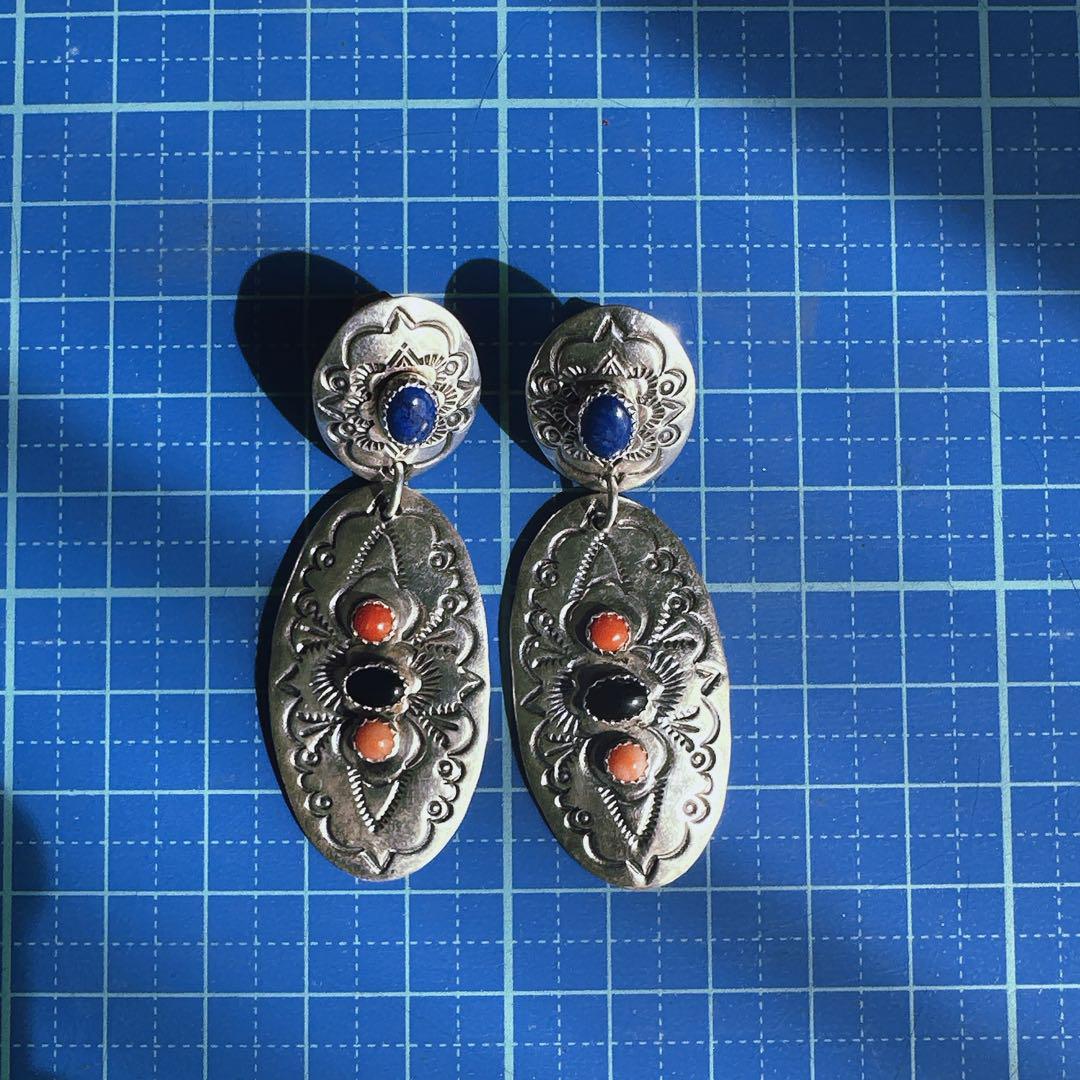 ヴィンテージ　ナバホ族　スターリングシルバー 　ピアス 【J638】