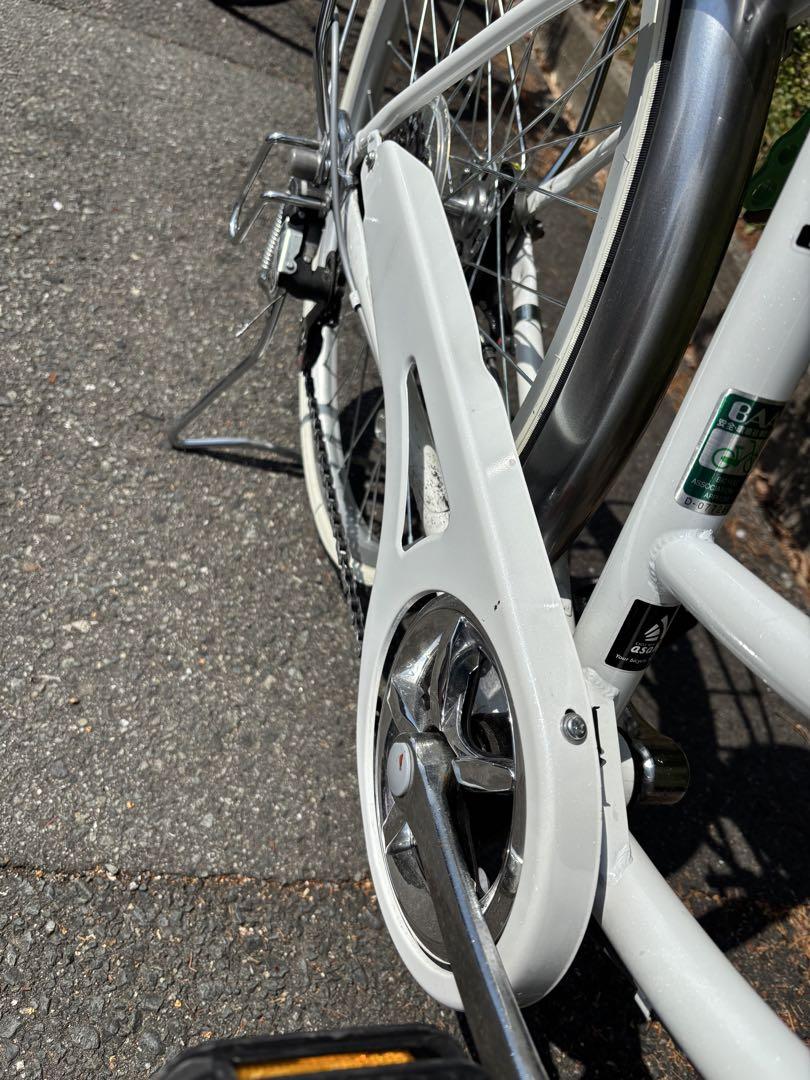 【お引取のみ】 Asahiアサヒ自転車 ホワイト シティサイクル 前カゴ付き