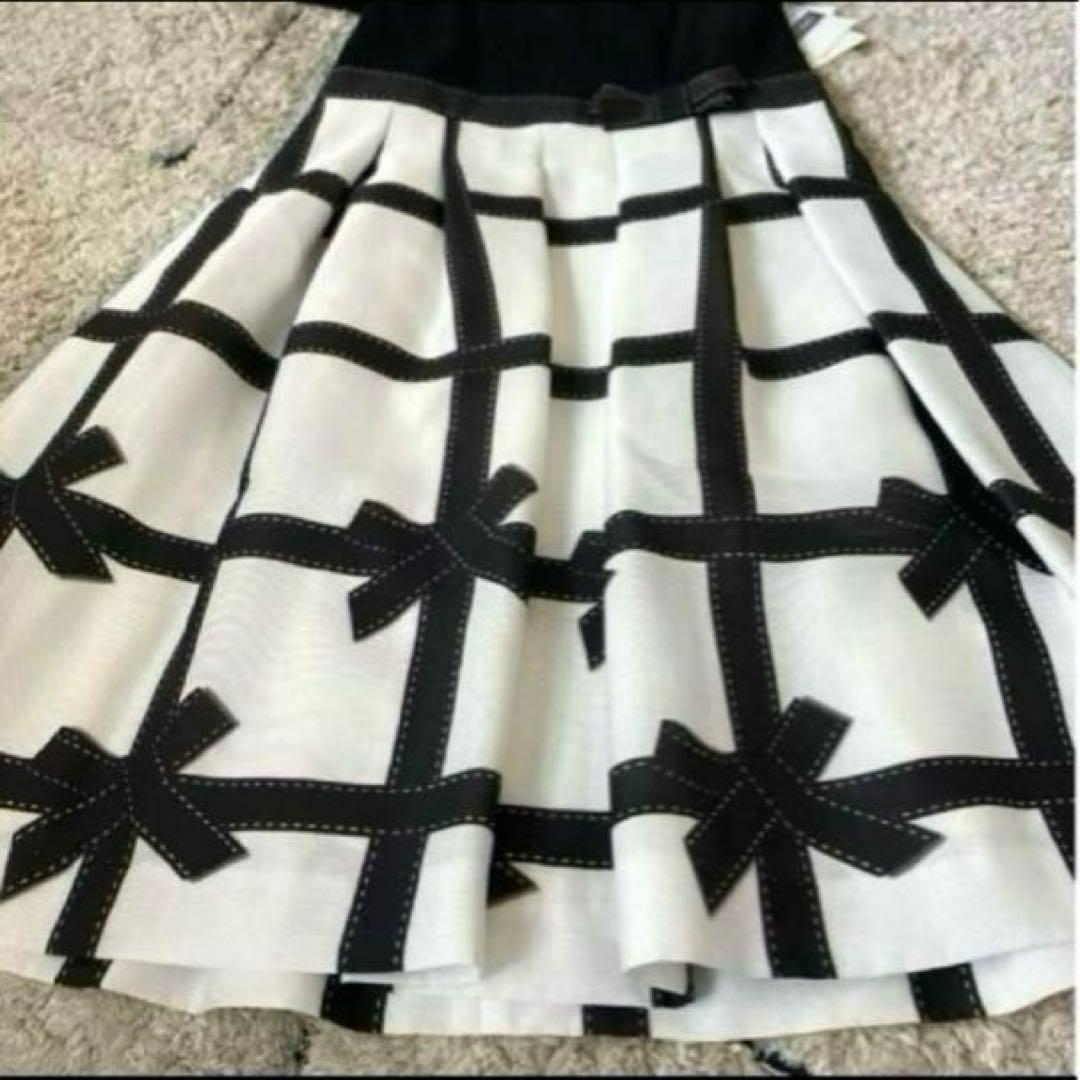 【タグ付き✨】エムズグレイシー リボン ワンピース フレア ドッキング M 38 【タグ付き✨】エムズグレイシー リボン ワンピース フレア ドッキング M 38