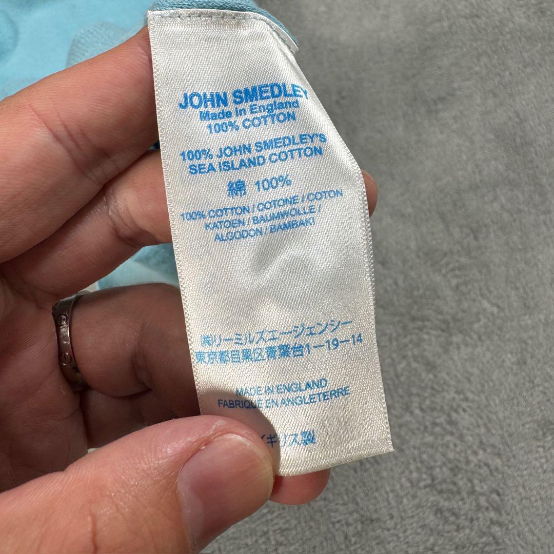 ジョンスメドレー　半袖ポロシャツ　ニットポロシャツ　水色　M