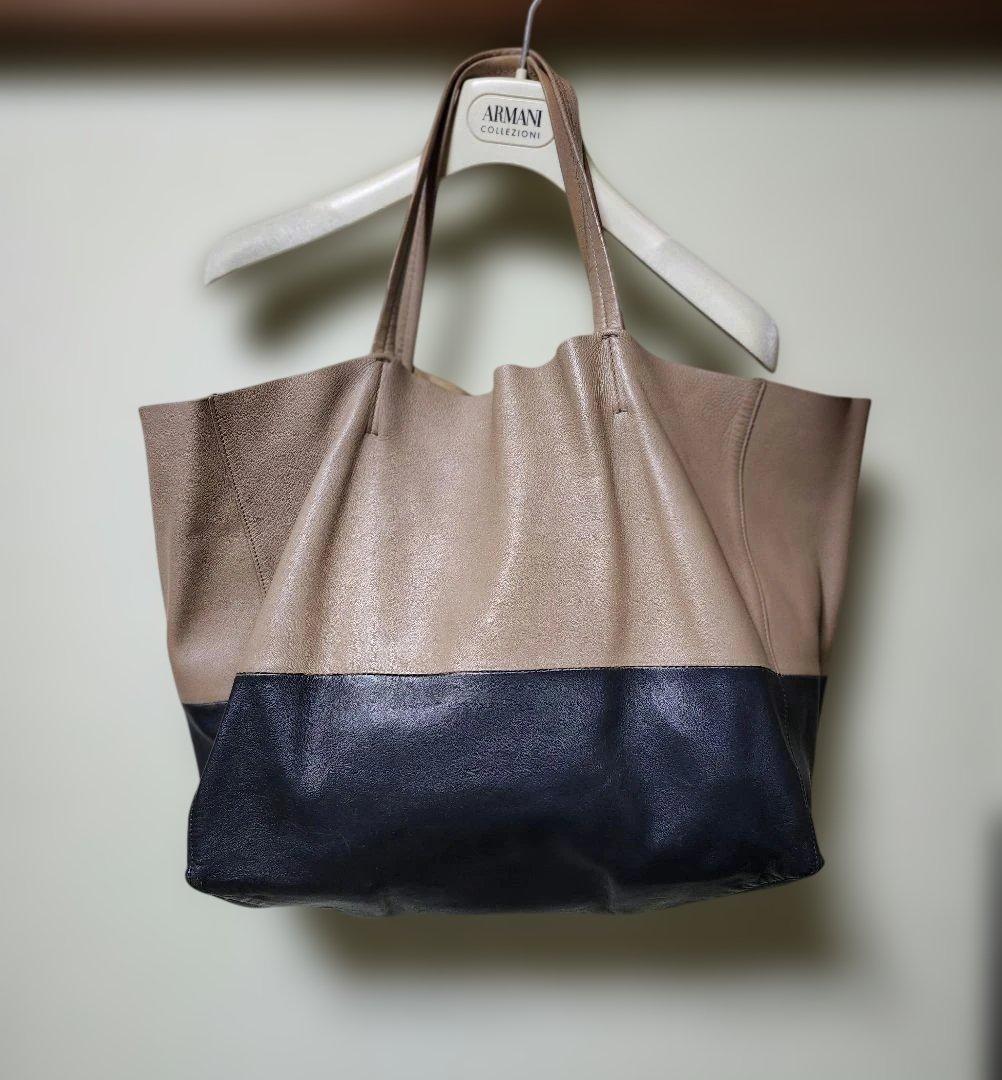 セリーヌ ホリゾンタルカバ バイ ベージュ×黒 トートバッグ フィービーCELINE