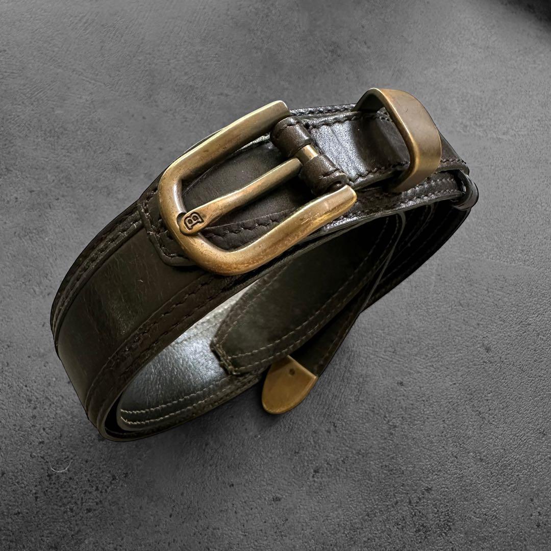 BALLY Gold Buckle Black Leather Belt