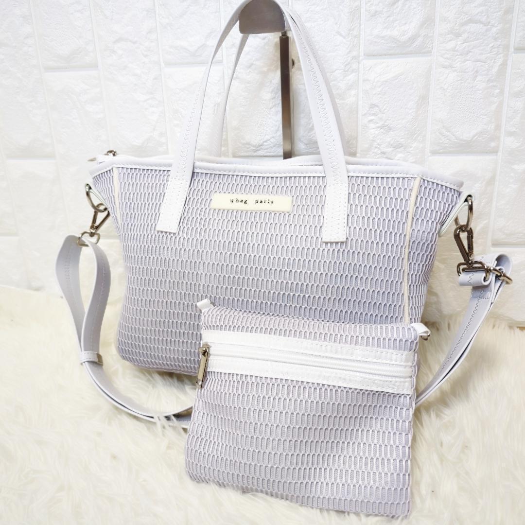 【未使用級】qbag paris ショルダーバッグ 2way グレージュビアンコ