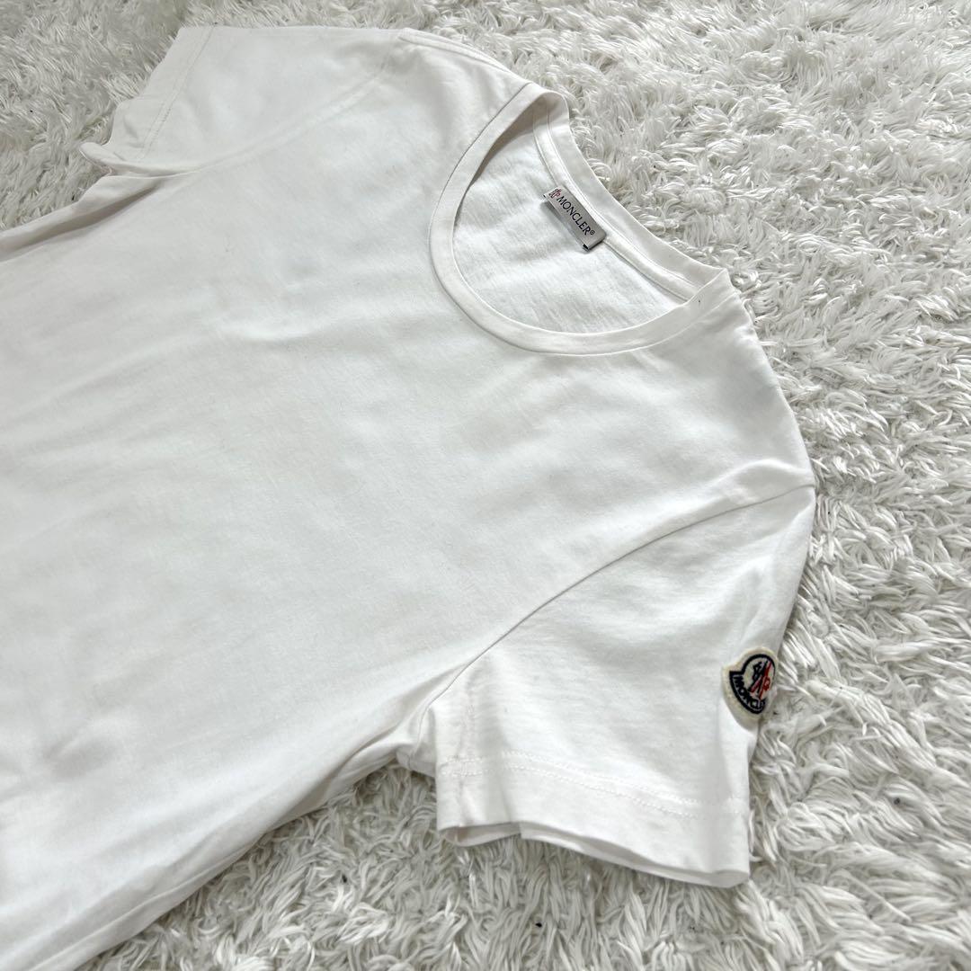 極美品 モンクレール 半袖 Tシャツ ロゴワッペン ホワイトS