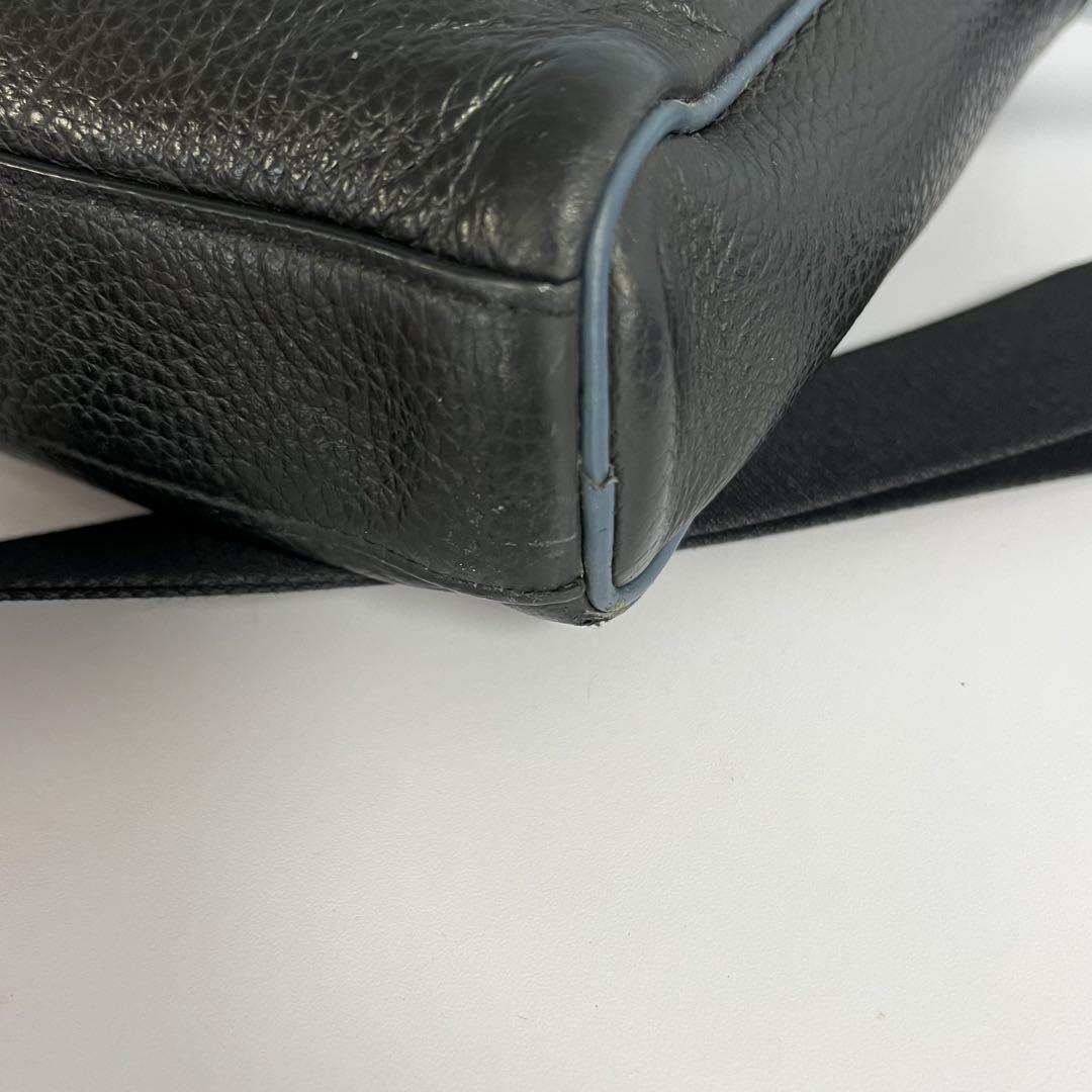 COACH ブラック レザー ショルダーバッグ　f50483 ロゴ　美品