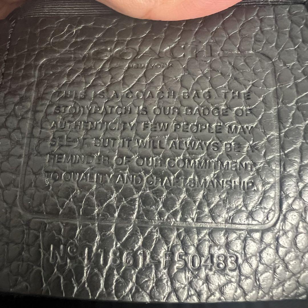 COACH ブラック レザー ショルダーバッグ　f50483 ロゴ　美品