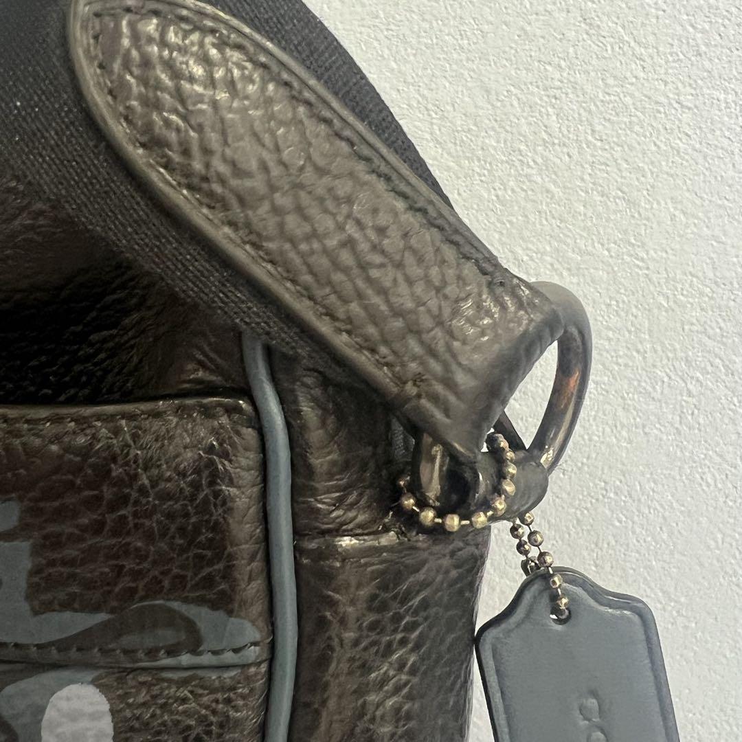 COACH ブラック レザー ショルダーバッグ　f50483 ロゴ　美品