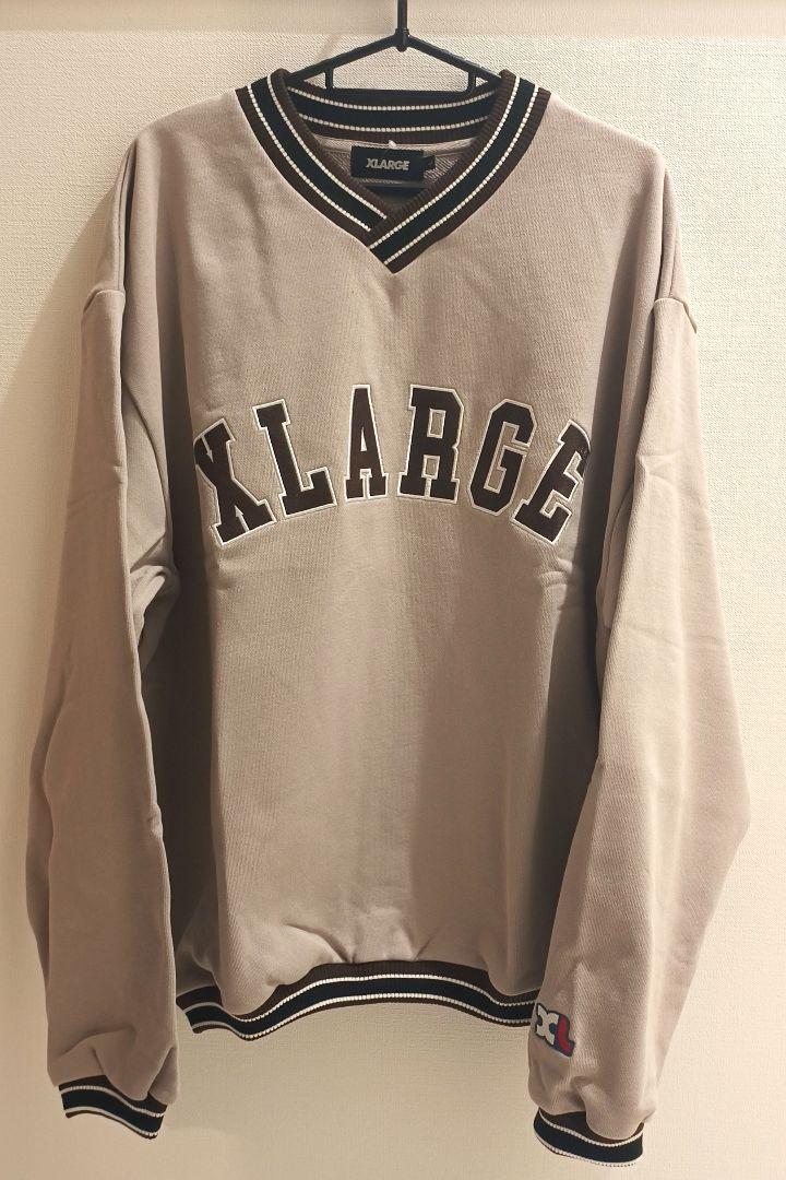 XLARGE Vネックスウェット ベージュ/Lサイズ