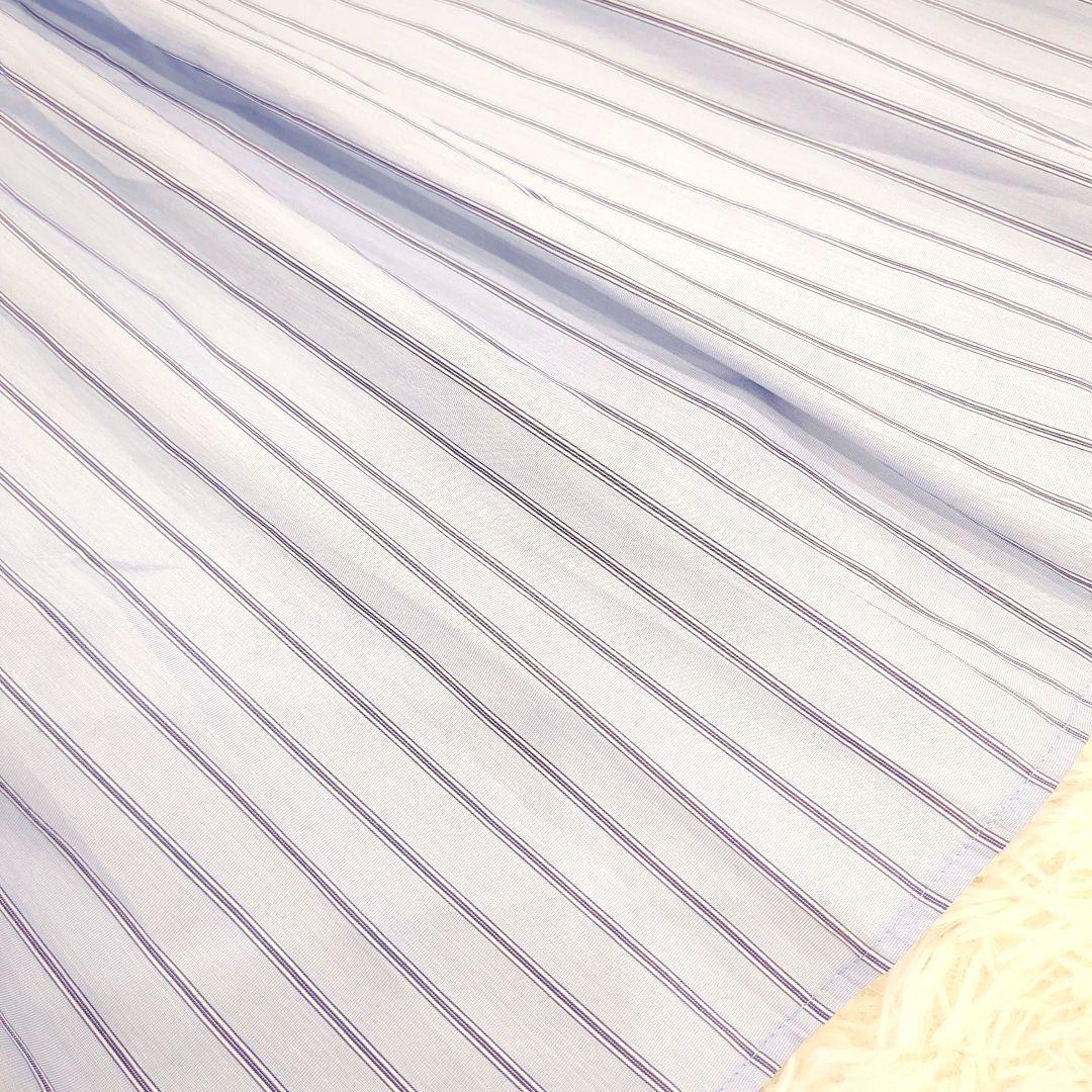 美品✨️組曲　ノースリーブストライプワンピース　ライトブルー　水色　リボンベルト 美品✨️組曲 ノースリーブストライプワンピース ライトブルー