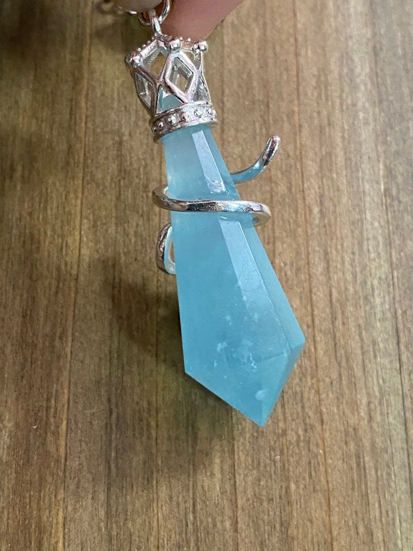 高品質　天然石　アクアマリン　ペンデュラム　ペンダントトップ