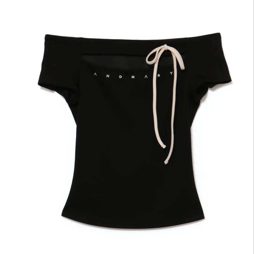 トップス andmary Dada ribbon tops black