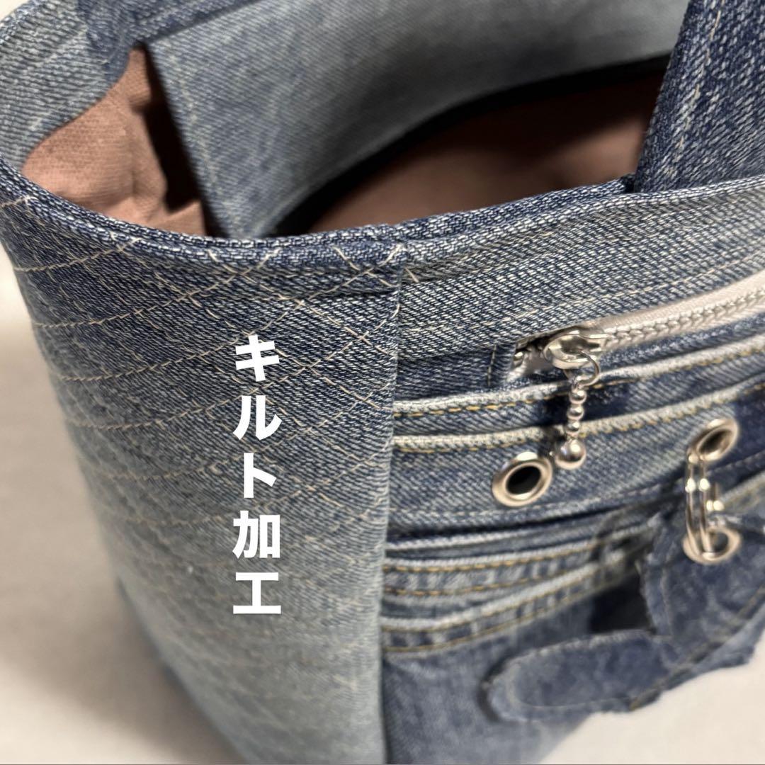 大きめ トートバッグ デニムリメイク ハンドメイドバッグ デニム