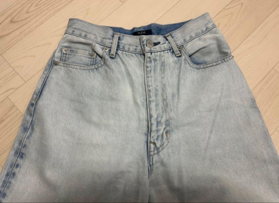 YLÈVE ハイウエスト ワイドデニムパンツ