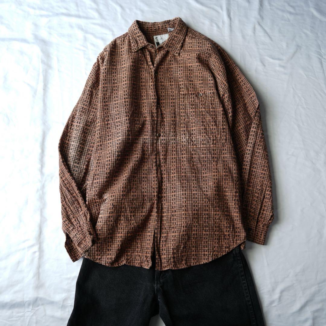 80s 90s GOOUCH レーヨンコットン　シャツ　長袖　vintage古着