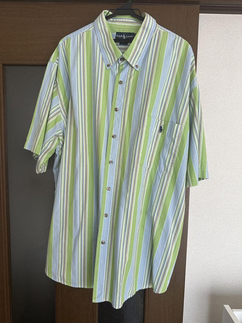 Ralph Lauren BD半袖シャツ XL size ストライプ ポニーロゴ