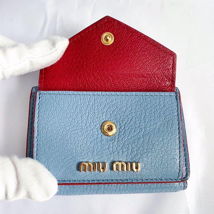 即納特価 美品 MIU MIU ミュウミュウ 三つ折り財布 マドラス ラブ ハート z6Ev4-m34911138582 NEW通販