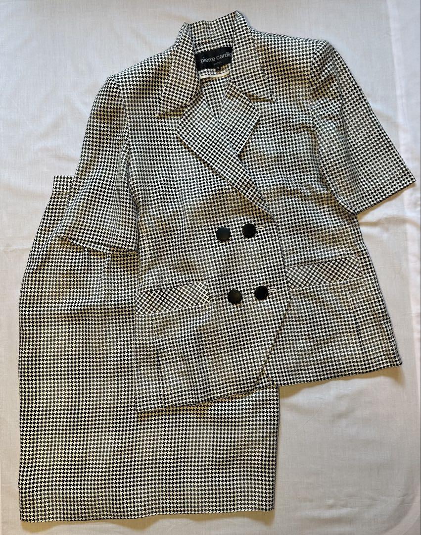 pierre cardin セットアップ ジャケット・タイトスカート 千鳥格子柄