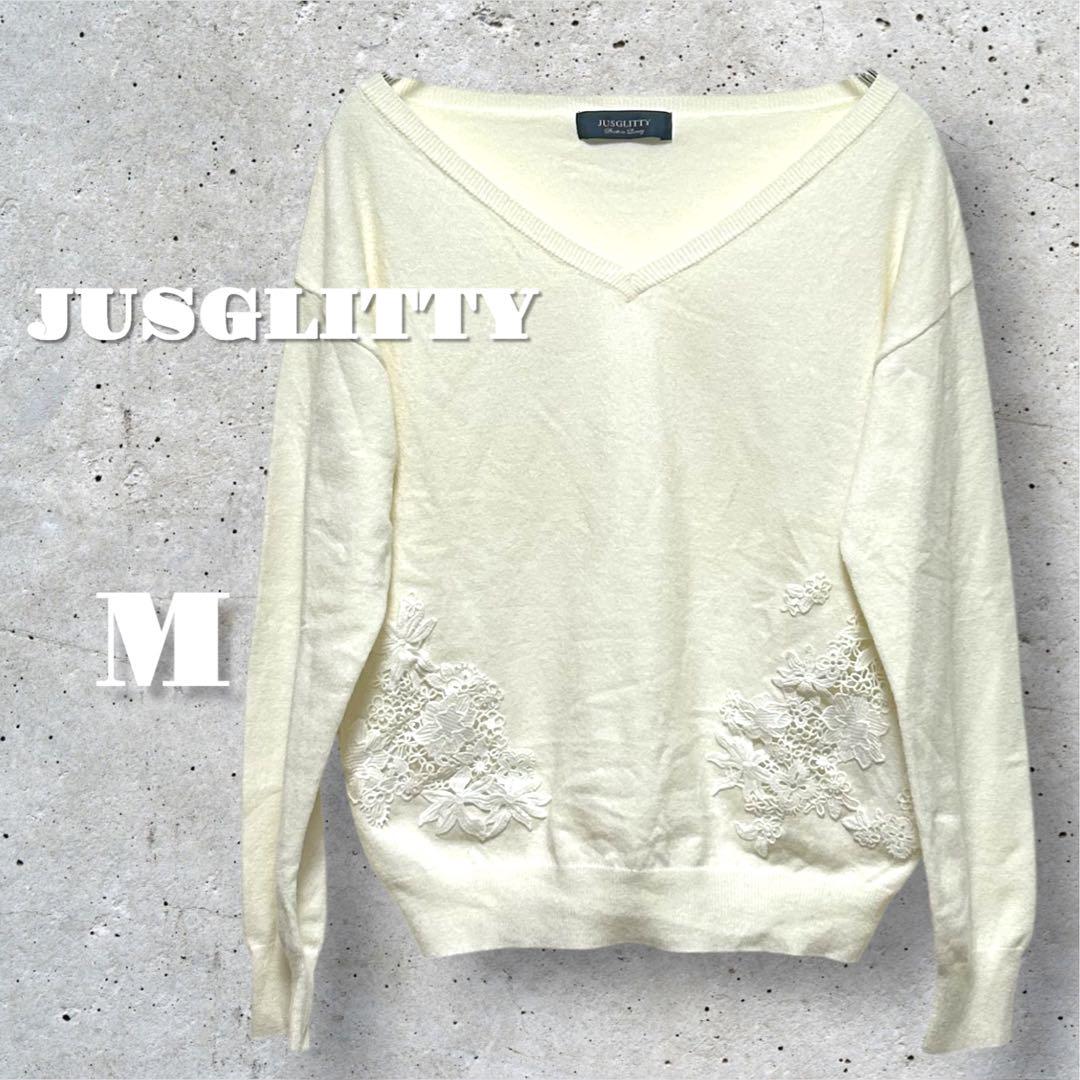 ジャスグリッティー JUSGLITTY レース衿フレンチニット