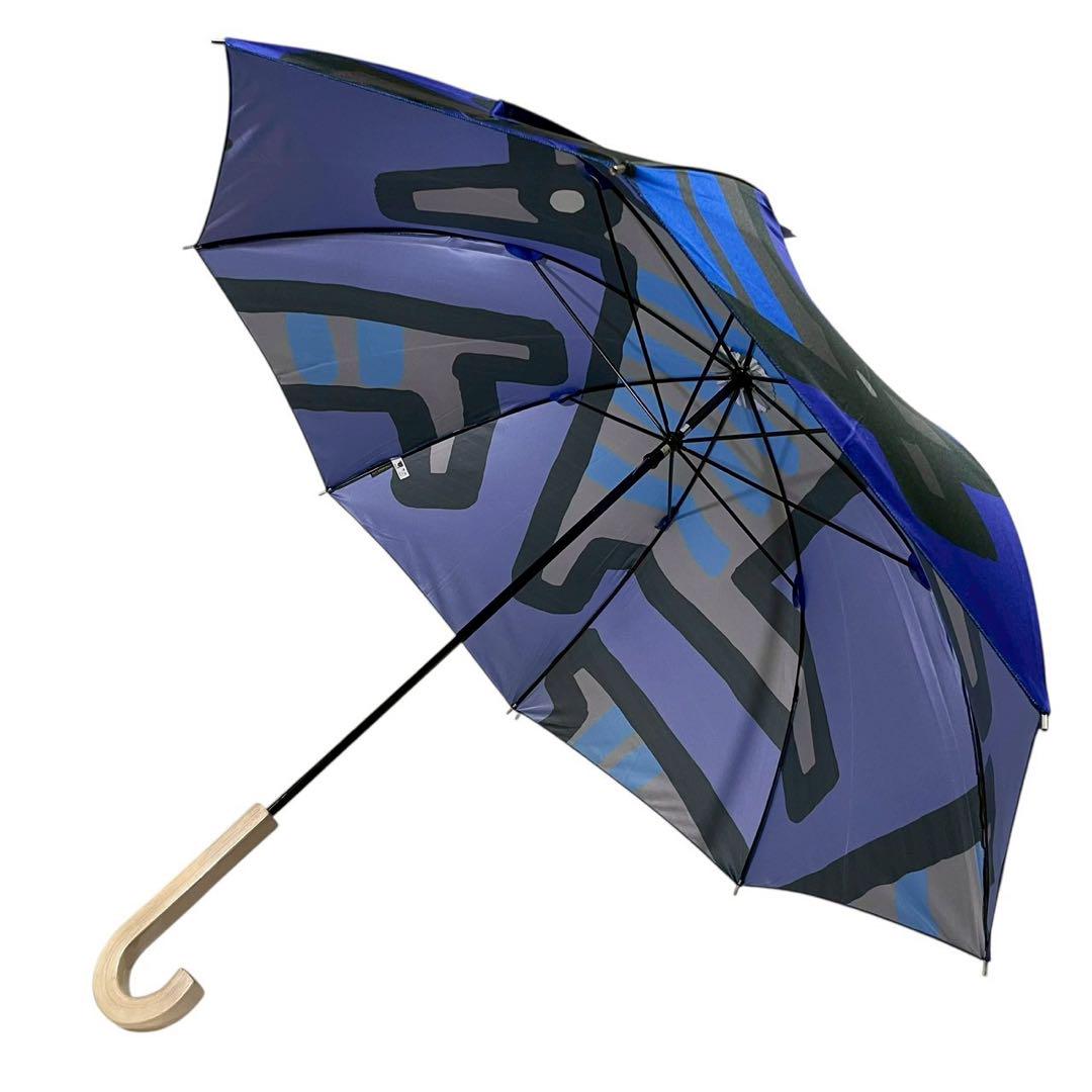 未使用】オッタイピイヌ 雨傘 長傘 バーコードポニー 青 UV加工