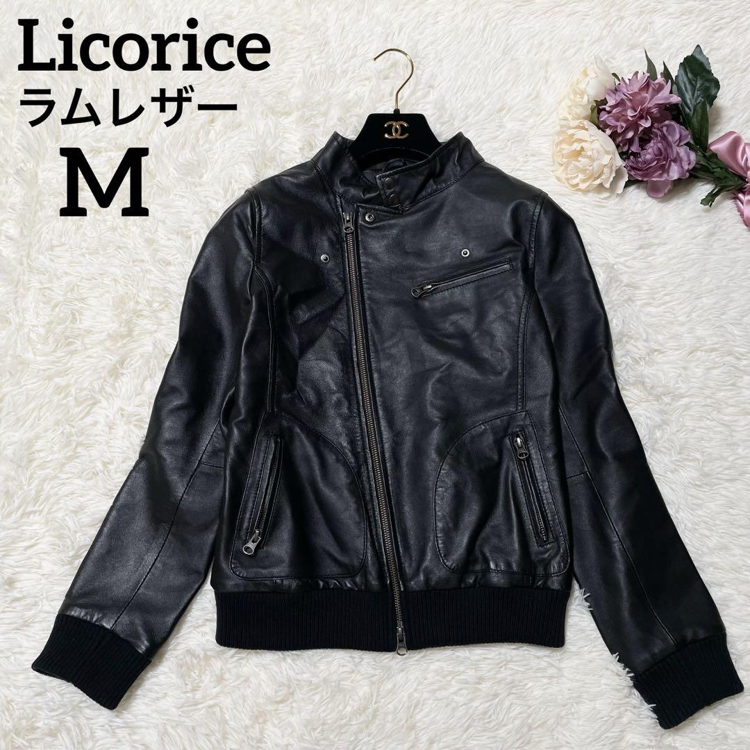 美品◯ Licoriceラムレザージャケット 羊革　 ダブルライダース　黒
