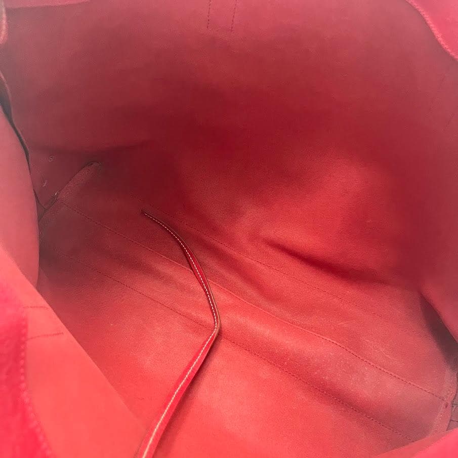 【激レア】プラダ トートバッグ　オールレザー　ボルドー 三角ロゴ 　ポーチ付き