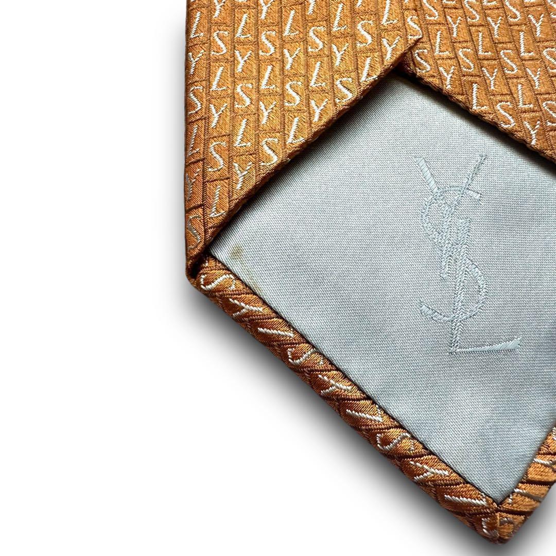 美品✨イヴサンローラン　ネクタイ　YSL ロゴ　ジャガード　光沢感