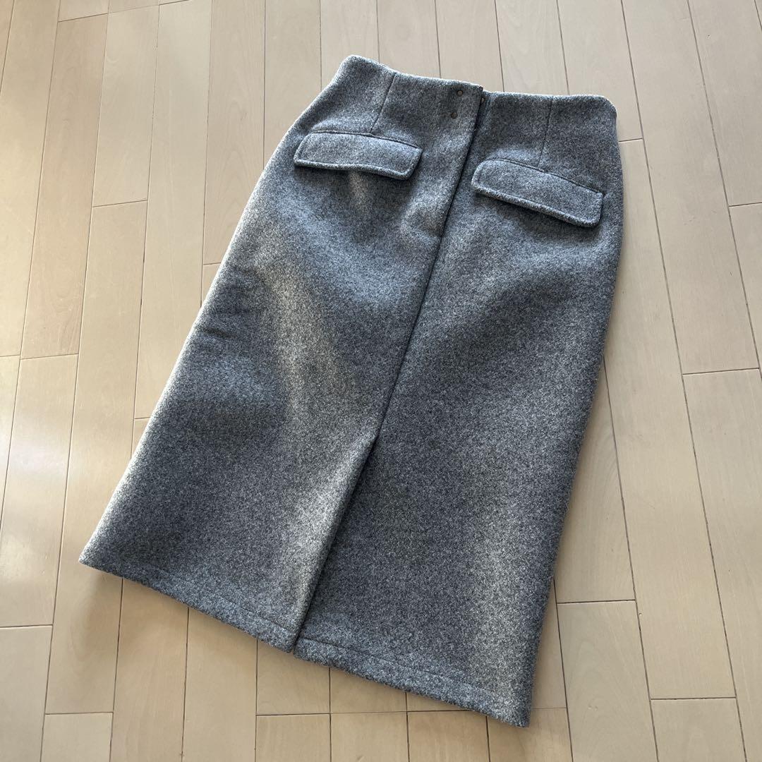 美品 サルーン タイトロングスカート ウール混紡