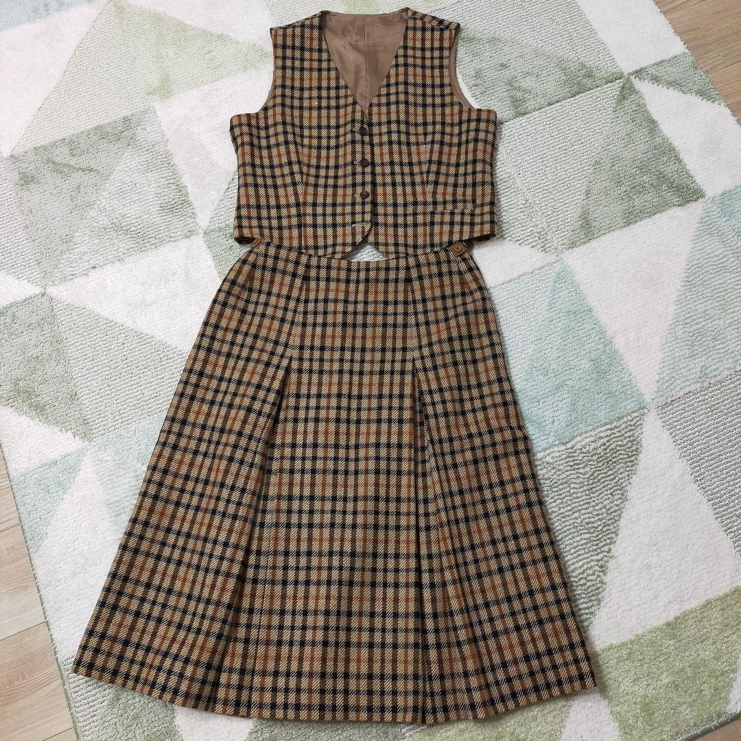 DAKS　ダックス　ヴィンテージ　チェック　ベスト＆スカート　セットアップ