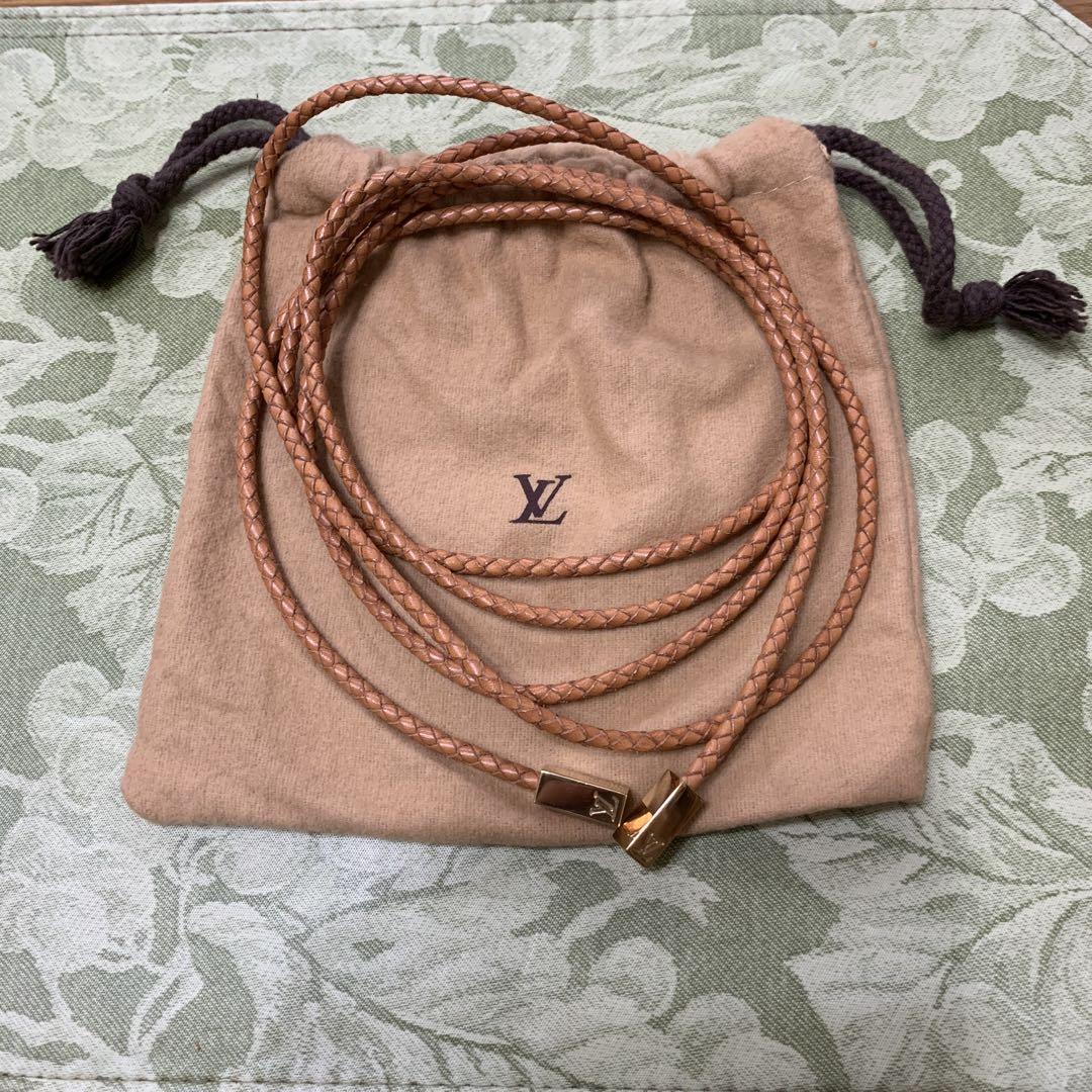 LOUIS VUITTON サンチュール トレセ ブラウン編み込みレザーベルト
