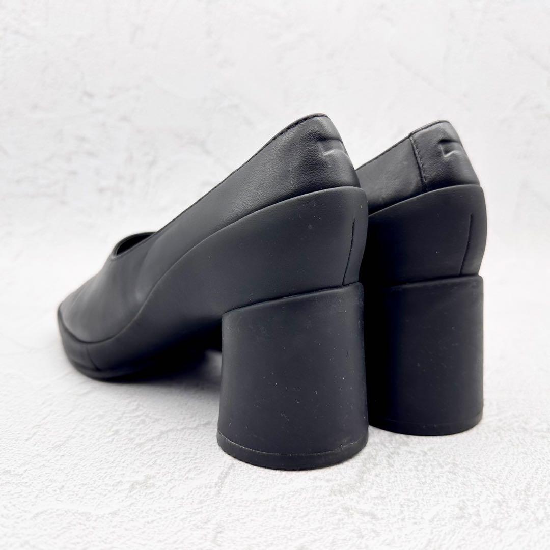 ●【極美品】カンペール パンプス ブラック レザー チャンキー ヒール高6cm