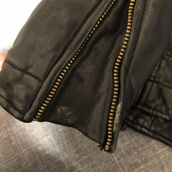 【極美品】ルシェルブルー ダブル ライダース　 ニット 切り替え 山羊革 シルク 極美品】ルシェルブルー ダブル ライダース ニット 切り替え