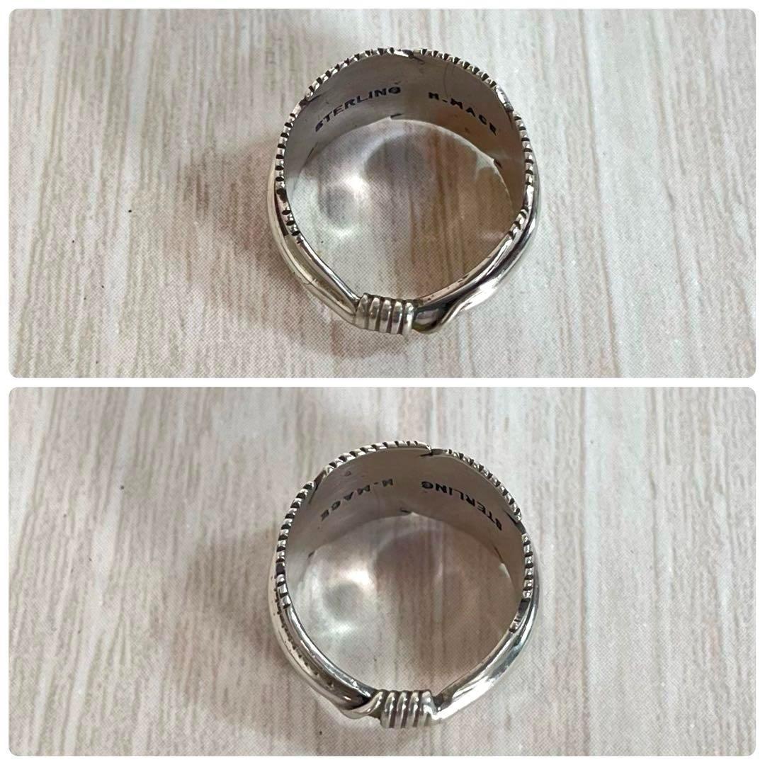 【美品】ナバホ族 インディアンジュエリー　フェザー リング　ハーヴィー メイス作 INDIAN JEWELRY - 【美品】ナバホ族 インディアンジュエリー